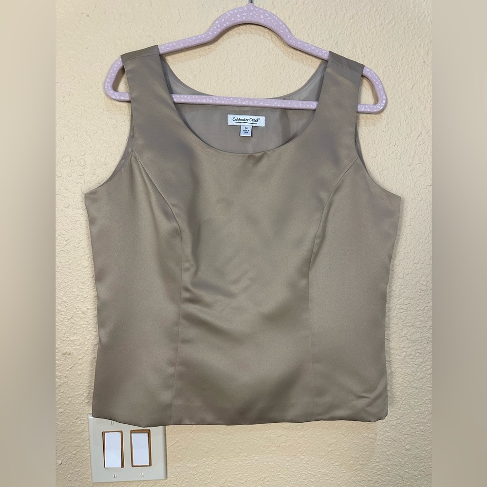 Champagne Coldwater Creek Satin Tank 14